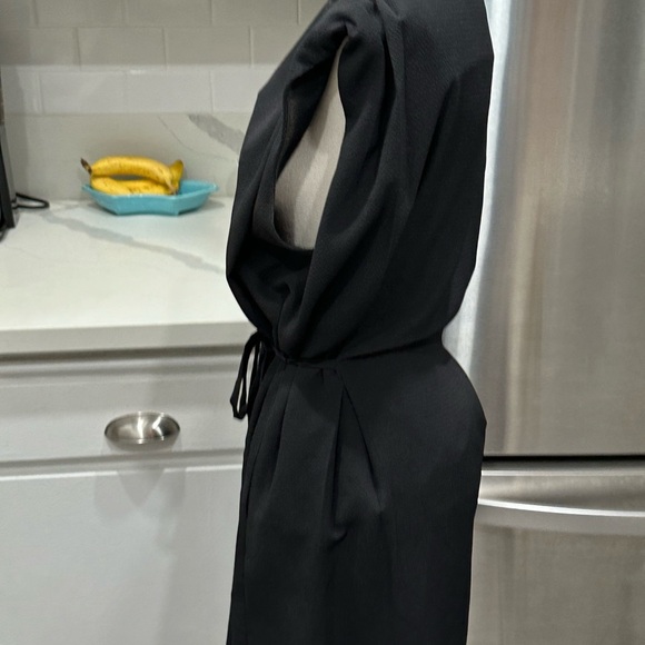 REISS BLACK RIO CREPE DRAPED SHIFT DRESS SIZE 8 - Picture 4 of 8